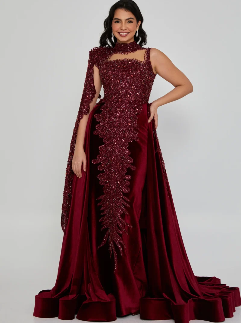 Daphne Sleeveless Maxi Velvet Regular Engagement Dress dns3521