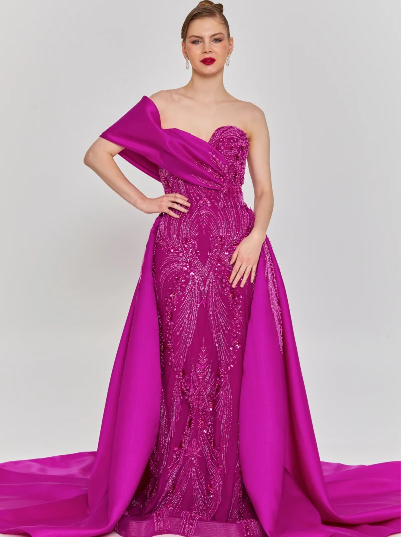 Hope One Shoulder Maxi Tulle Regular Engagement Dress bsd103-2568