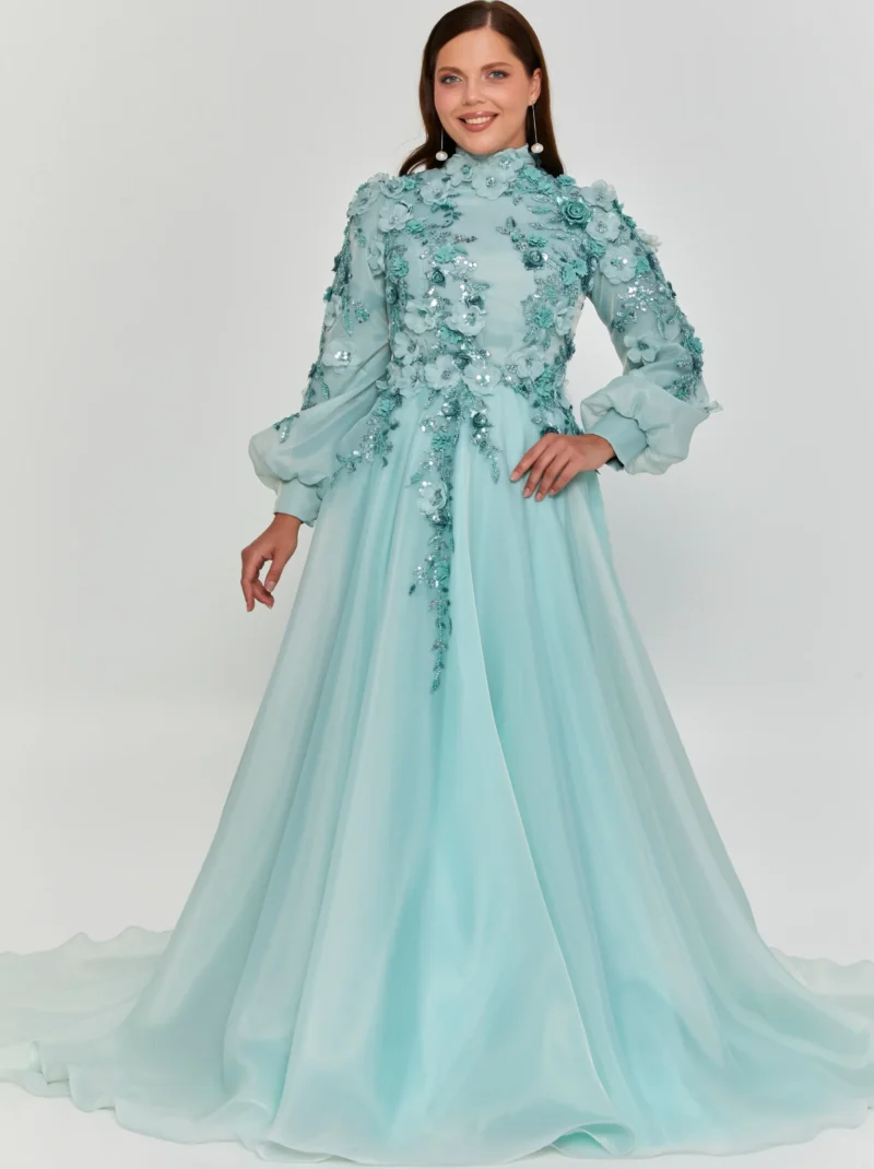 SugarHaven Long Sleeve Maxi Polyester Plus Size Engagement Dress pts25600-1