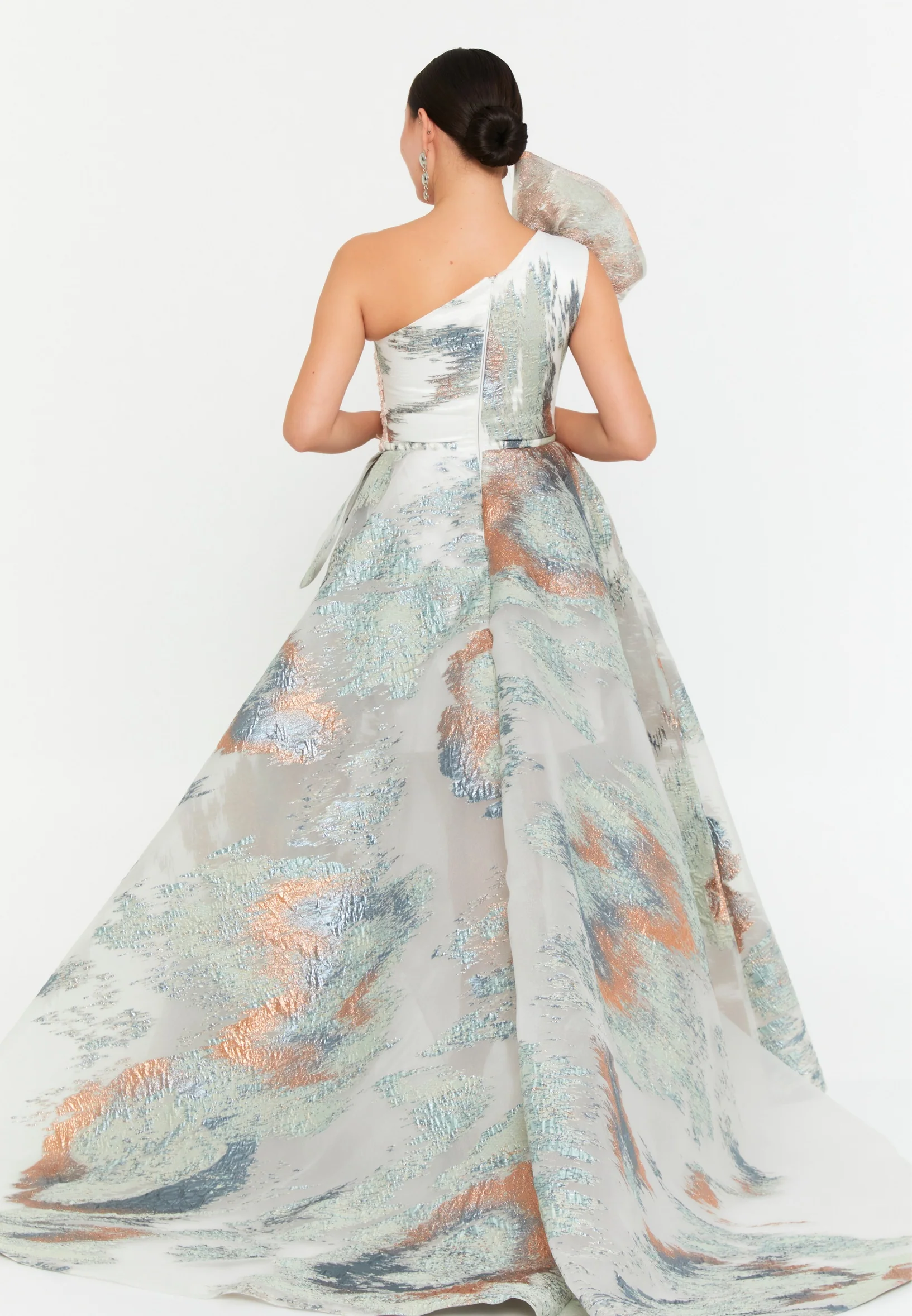 Skyla One Shoulder Maxi Polyester A - Line Regular Prom Dress ick5844 - Image 3