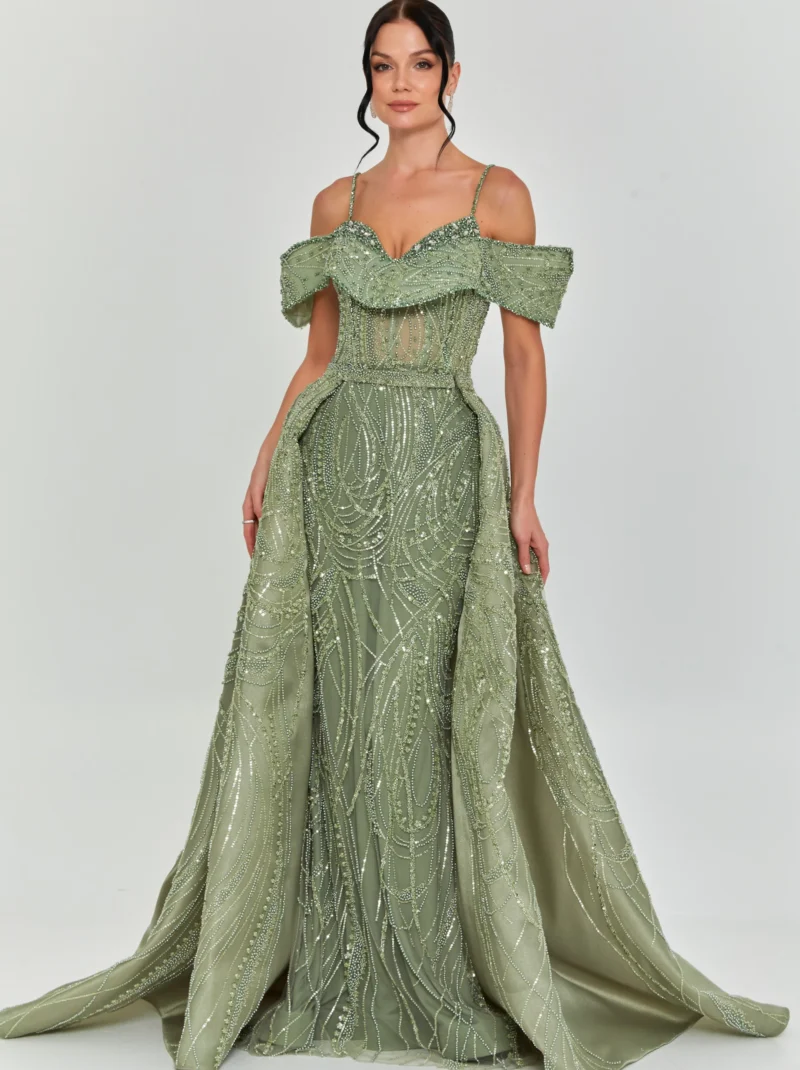 Ivy Off Shoulder Maxi Tulle Regular Engagement Dress hss8560