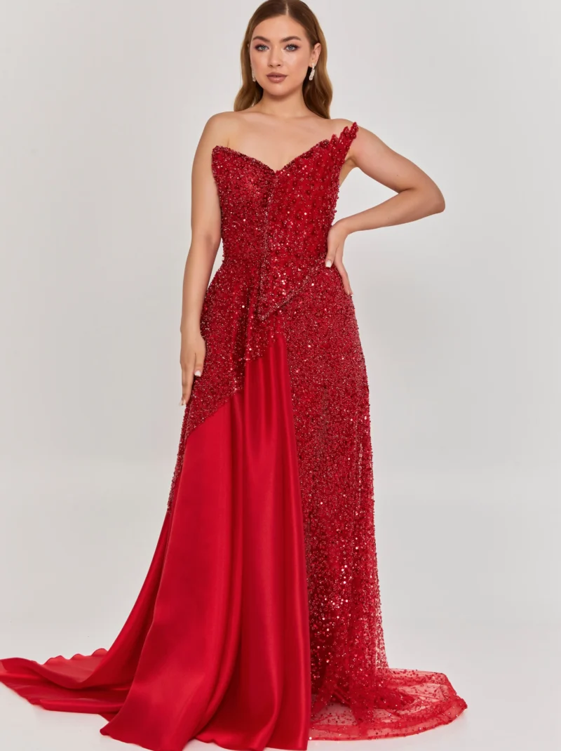 Athena Strapless Maxi Polyester Regular Engagement Dress dns3597