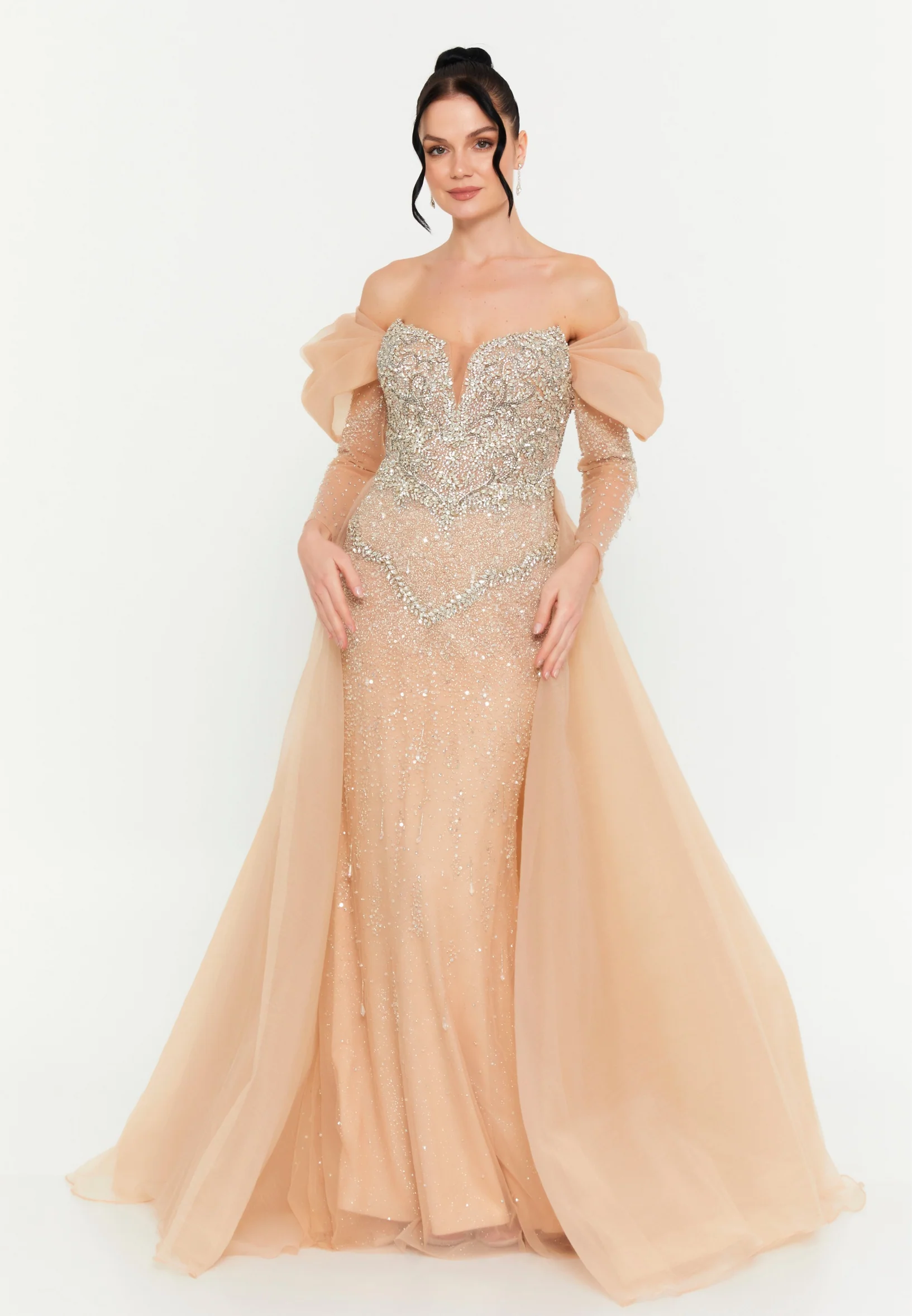 Serenity Off Shoulder Maxi Tulle Mermaid Regular Prom Dress mtc0701k