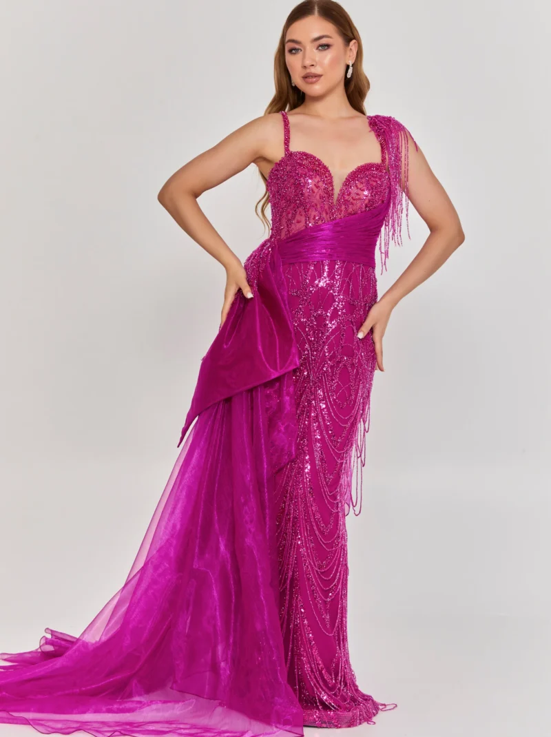 Bella Sleeveless Maxi Tulle Regular Engagement Dress dns3601