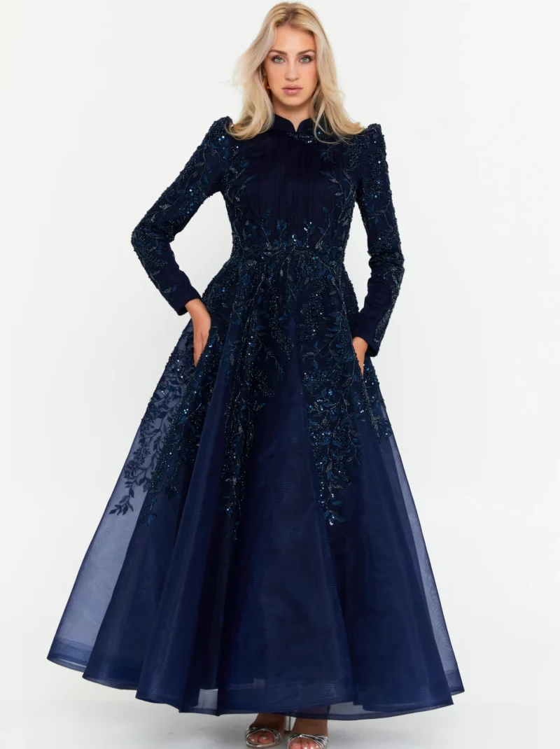 CandyHive Long Sleeve Maxi Tulle Regular Engagement Dress phb3011