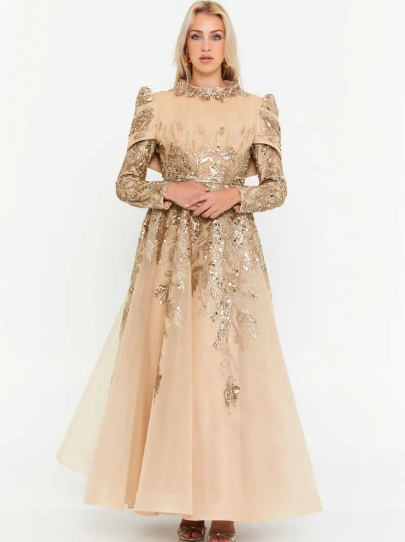 MintyWave Long Sleeve Maxi Tulle Regular Engagement Dress phb3009