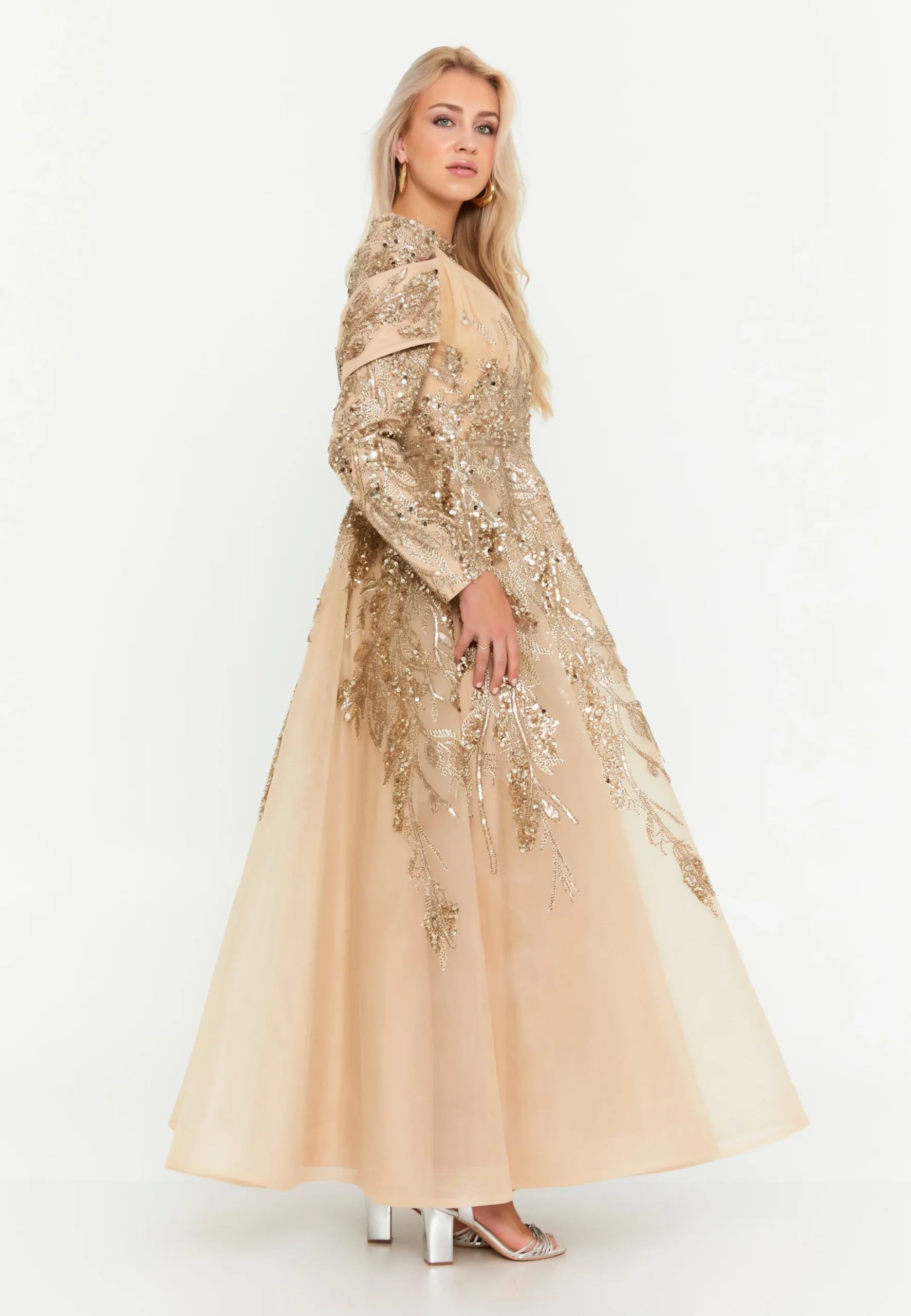 MintyWave Long Sleeve Maxi Tulle Regular Engagement Dress phb3009 - Image 3