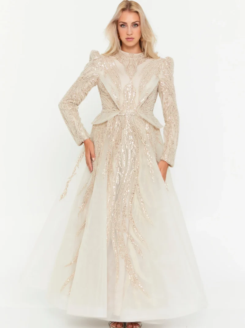 SweetLoom Long Sleeve Maxi Tulle Regular Engagement Dress phb3035