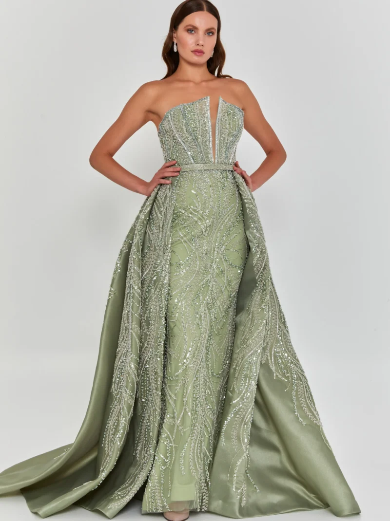 Naya Strapless Maxi Tulle Regular Engagement Dress hss8569