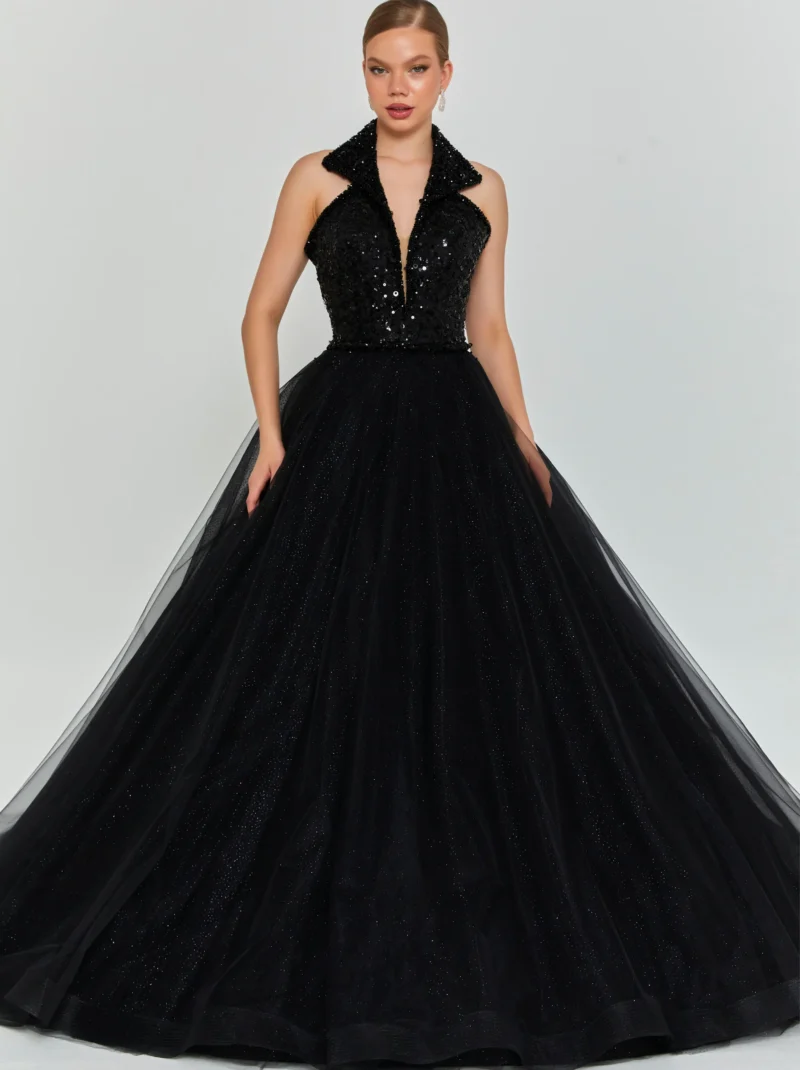 Kiera Sleeveless Maxi Tulle Regular Engagement Dress dns3575