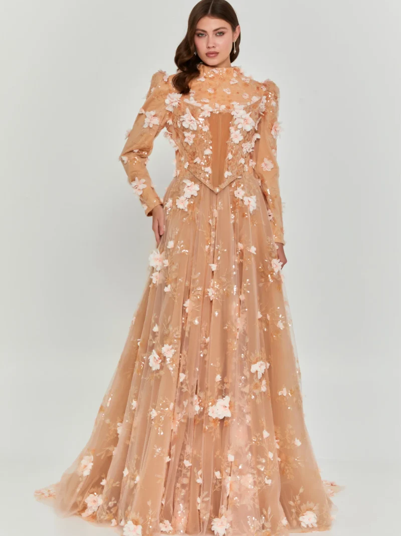 SugarNest Off Shoulder Maxi Tulle Regular Engagement Dress hss8688-1