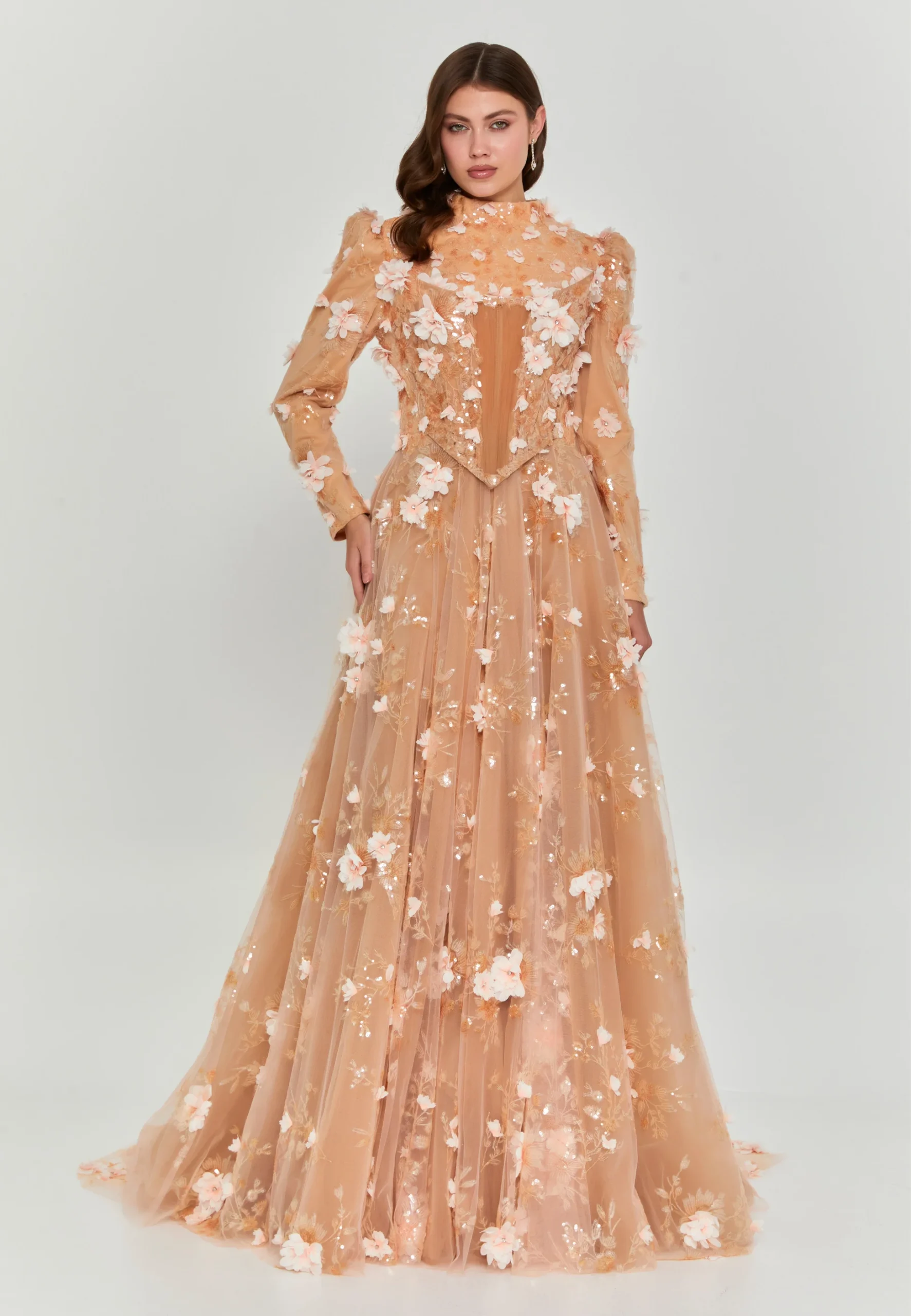 SugarNest Off Shoulder Maxi Tulle Regular Engagement Dress hss8688-1