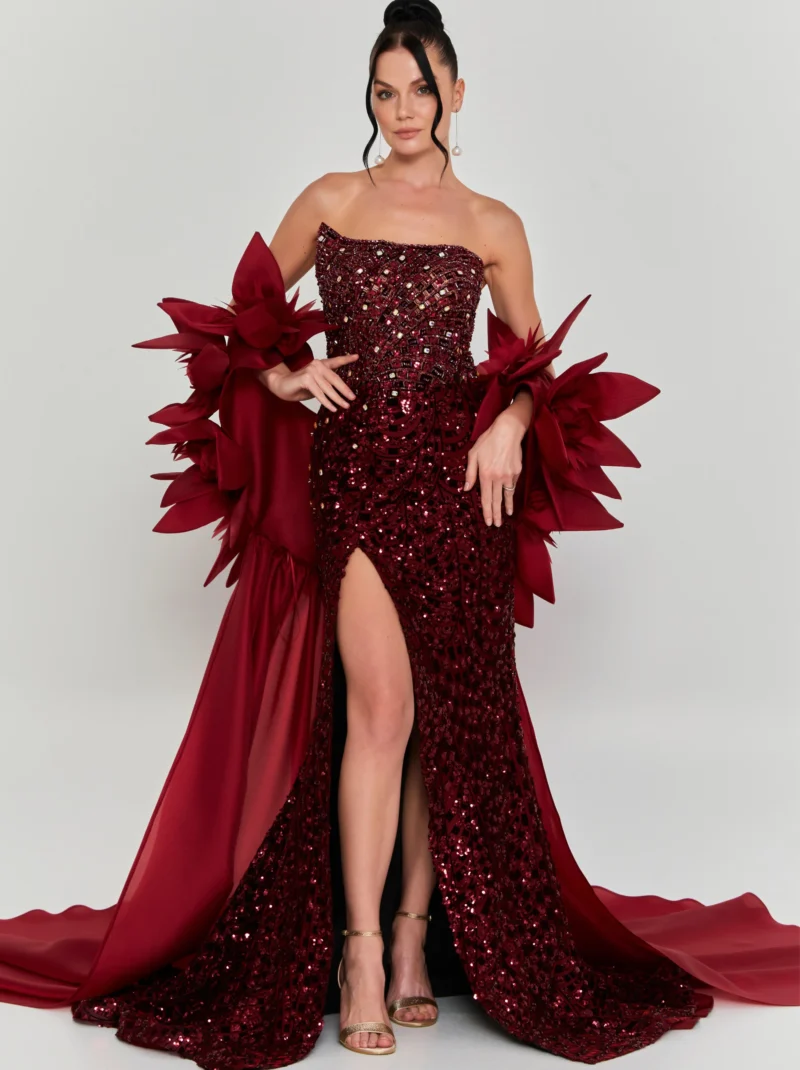 Amira Strapless Maxi Tulle Regular Engagement Dress dns3663