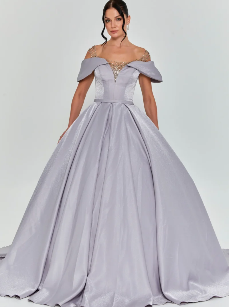 Aurora Off Shoulder Maxi Polyester Regular Engagement Dress dns3373