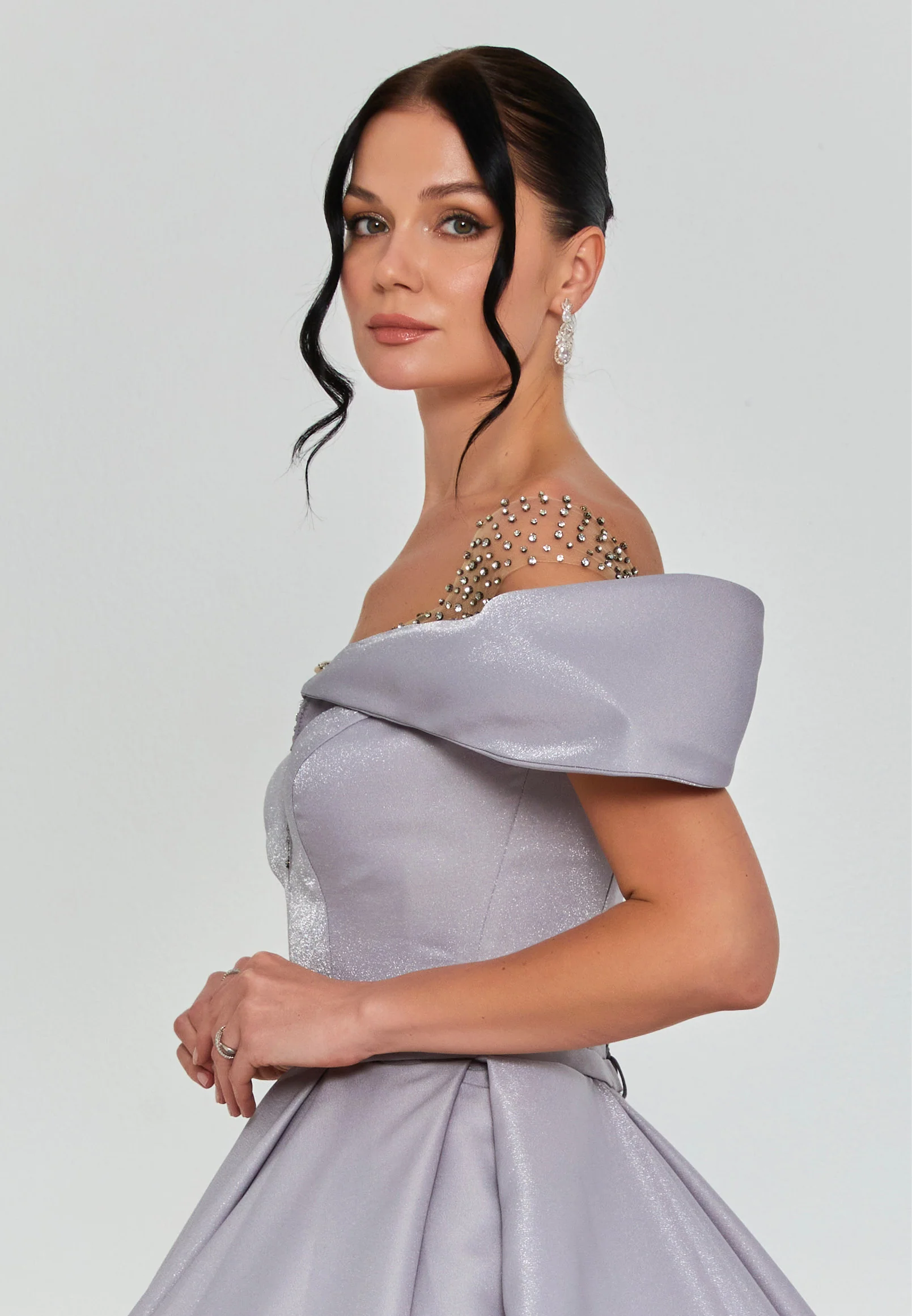 Aurora Off Shoulder Maxi Polyester Regular Engagement Dress dns3373 - Image 5