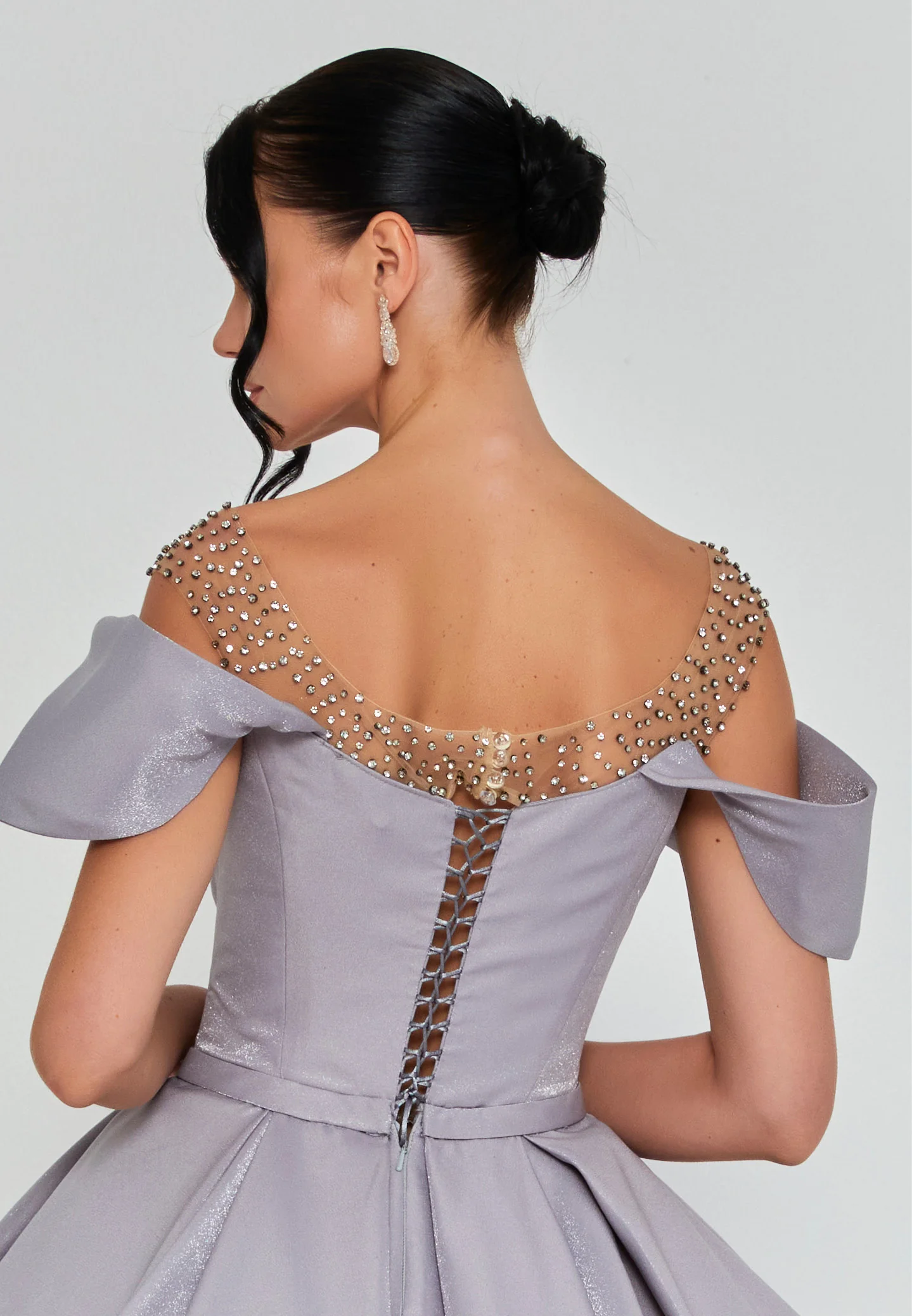 Aurora Off Shoulder Maxi Polyester Regular Engagement Dress dns3373 - Image 2