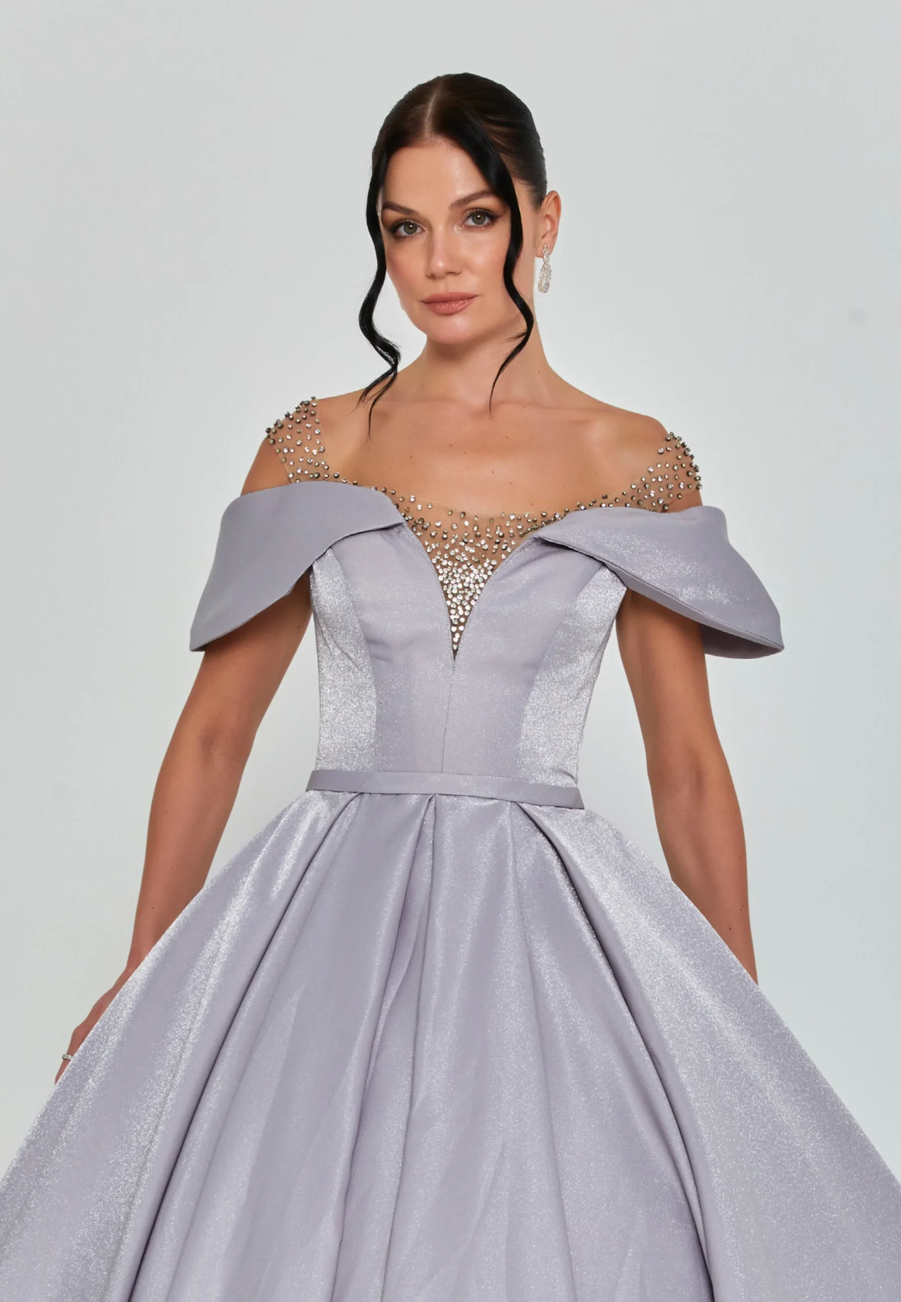 Aurora Off Shoulder Maxi Polyester Regular Engagement Dress dns3373 - Image 4