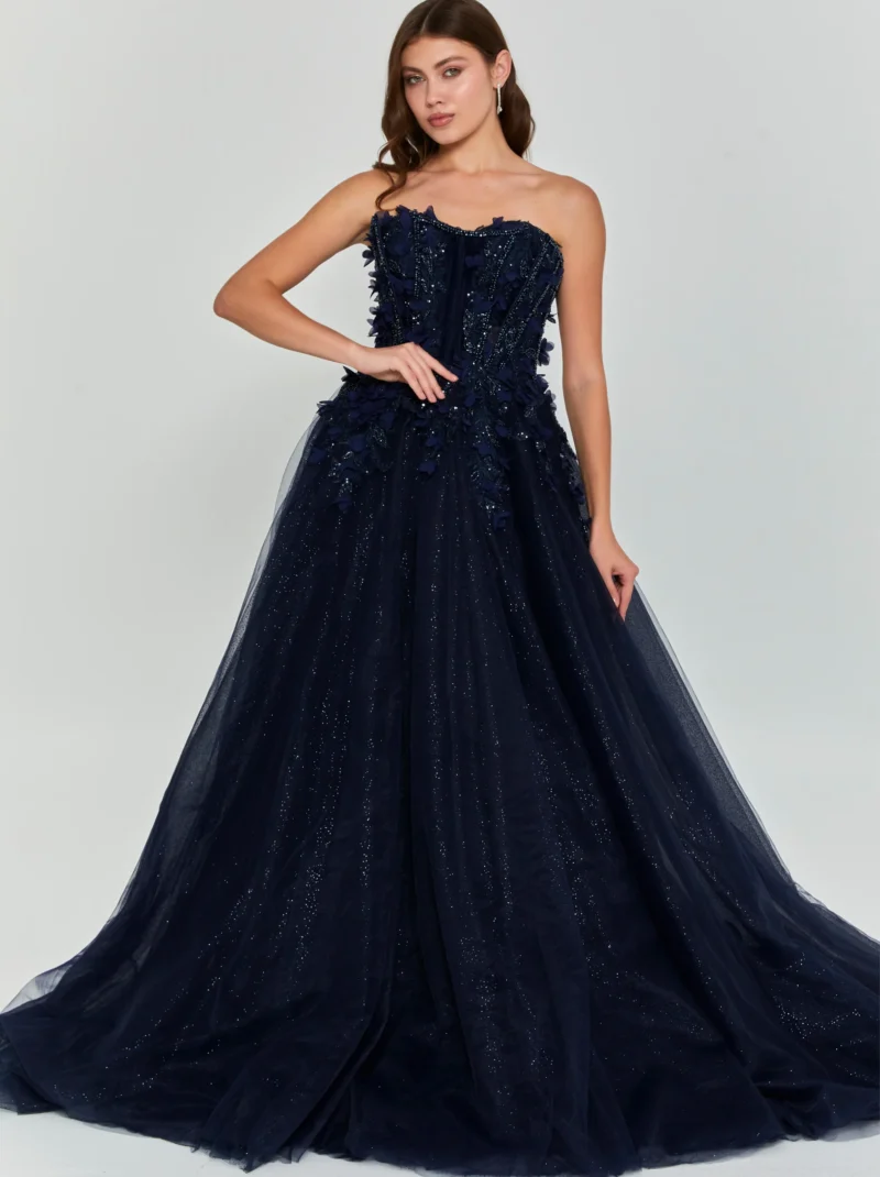 Serena Strapless Maxi Tulle Regular Engagement Dress hss8517-1