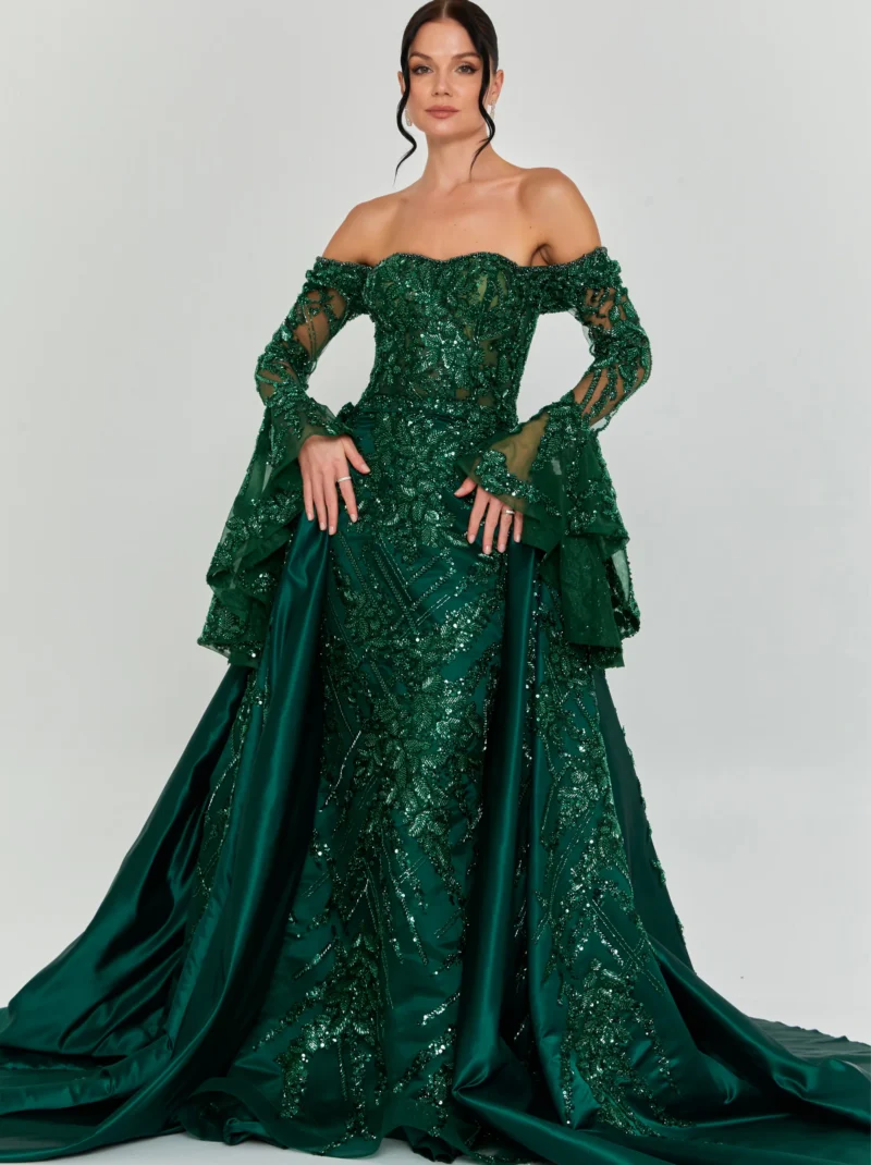 Mira Off Shoulder Maxi Tulle Regular Engagement Dress dns3610