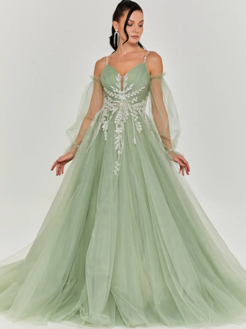 Amelia Off Shoulder Maxi Tulle Regular Engagement Dress lfr601