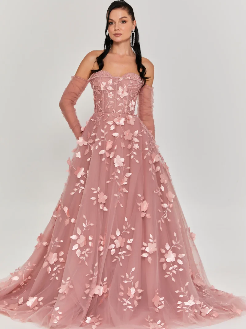 Liana Off Shoulder Maxi Tulle Regular Engagement Dress lfr286