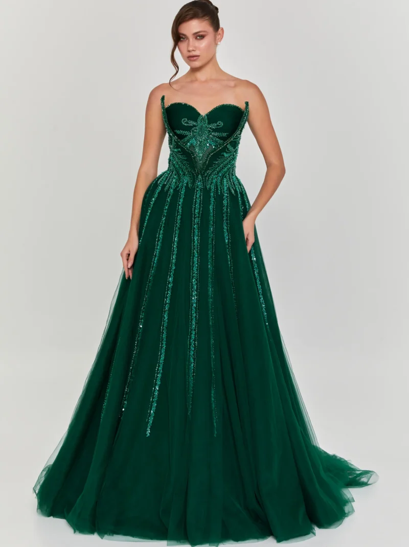 Nova Strapless Maxi Tulle Regular Engagement Dress lfr275