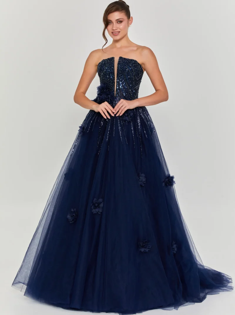Ava Strapless Maxi Tulle Regular Engagement Dress lfr1517