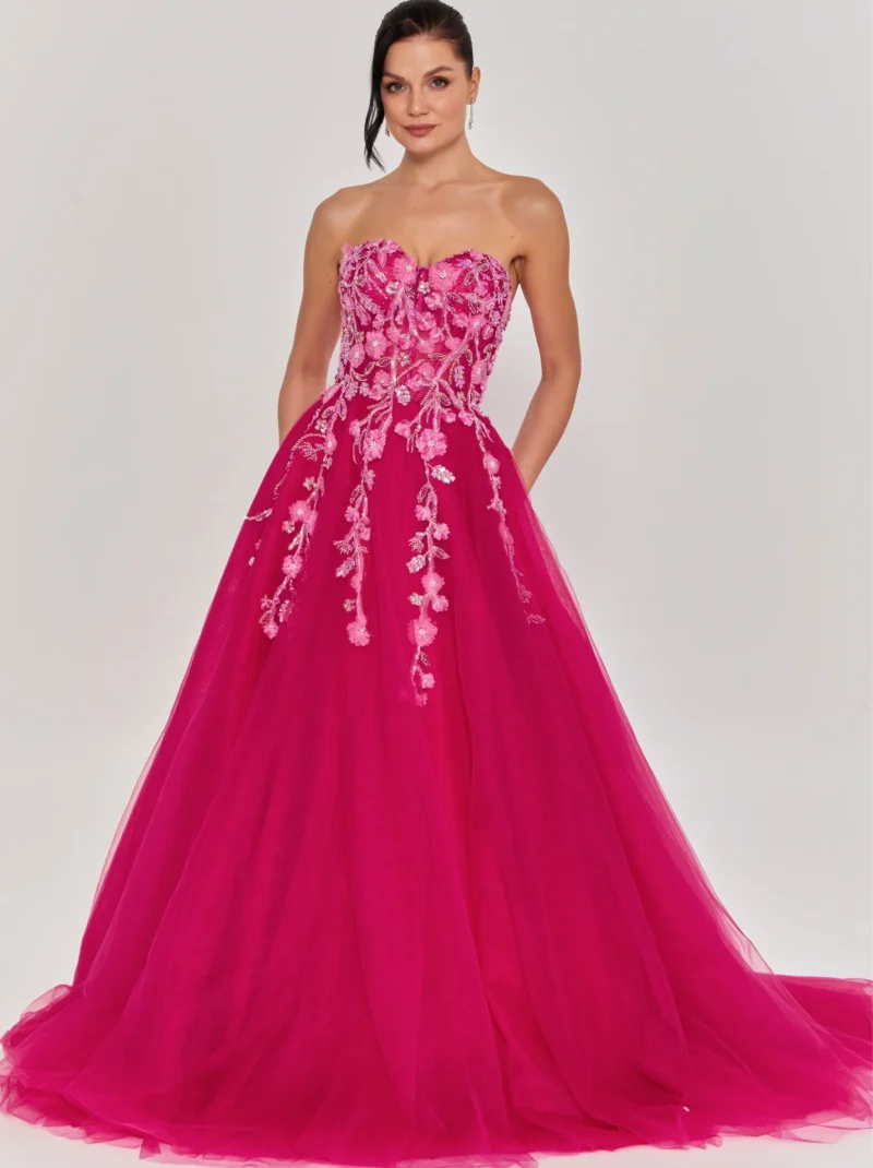 Eliana Strapless Maxi Tulle Regular Engagement Dress lfr1518