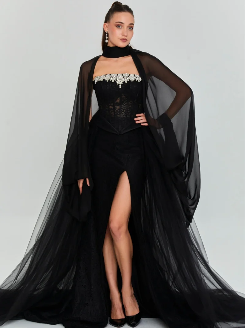 Alina Strapless Maxi Lace Regular Engagement Dress dns3709