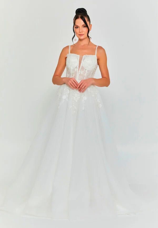 Sleeveless Maxi Tulle Regular Wedding Dress pts20067