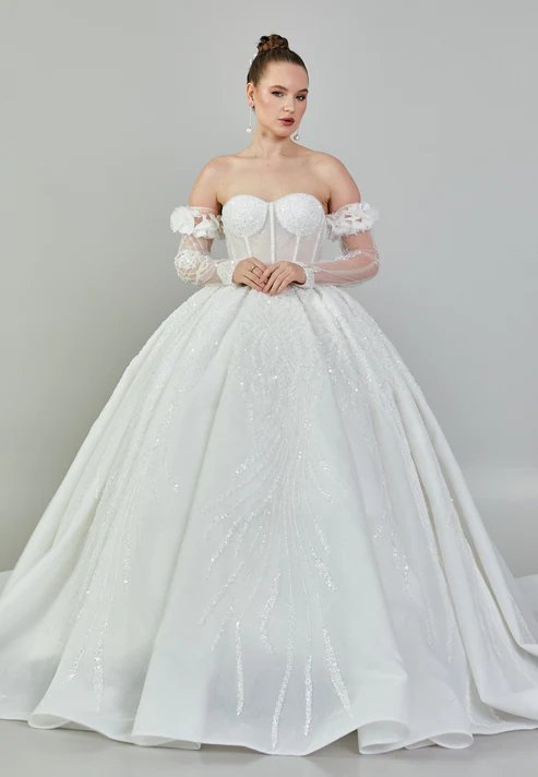 Strapless Maxi Sequin Regular Wedding Dress abb23055