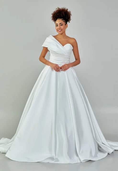 One Shoulder Maxi Polyester Regular Wedding Dress abb220768-1