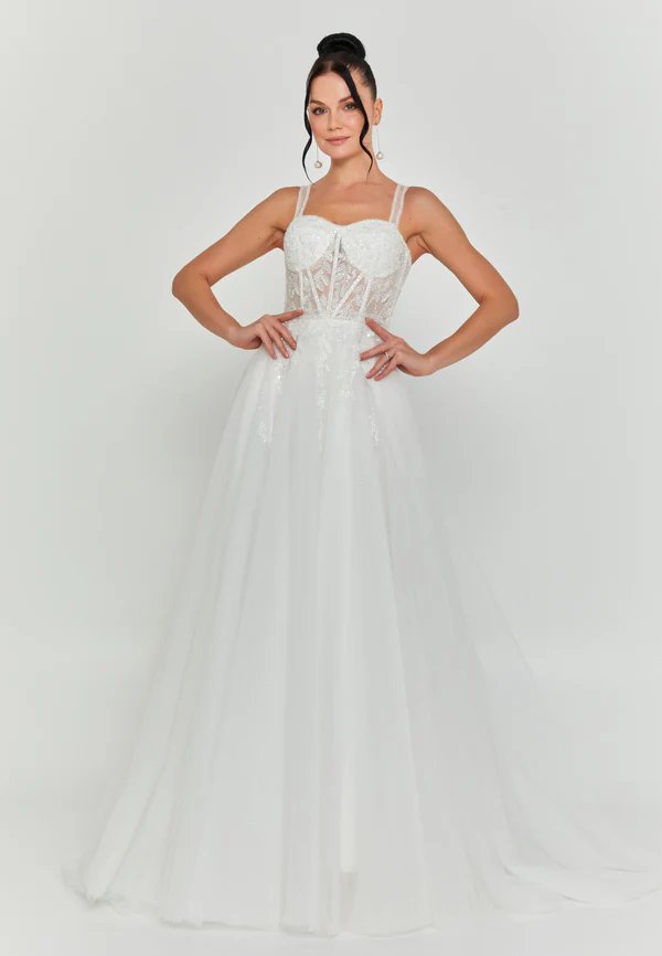 Sleeveless Maxi Tulle Regular Wedding Dress pts20092