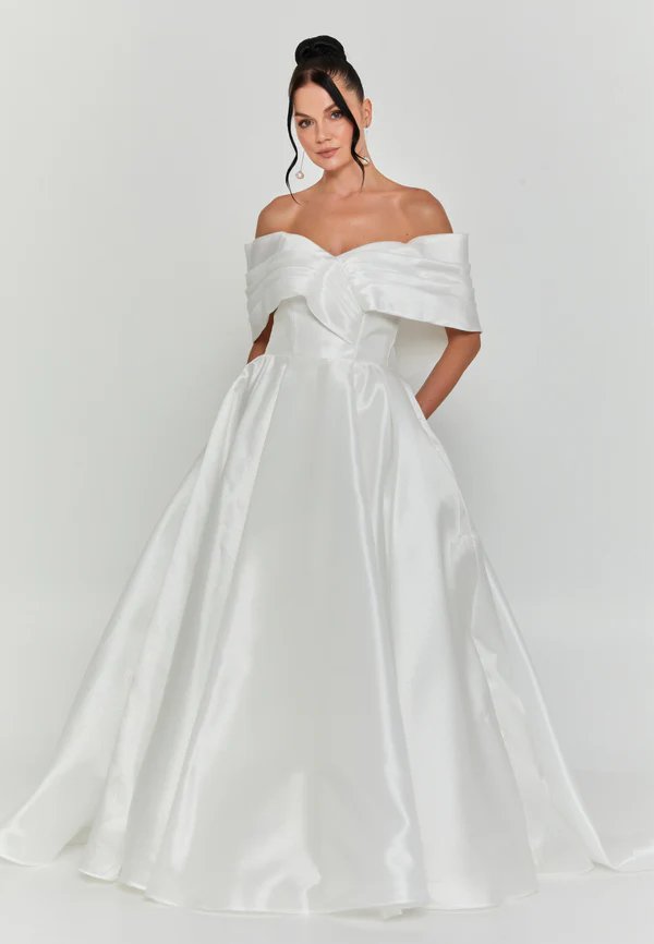 Off Shoulder Maxi Polyester Regular Wedding Dress pts25900