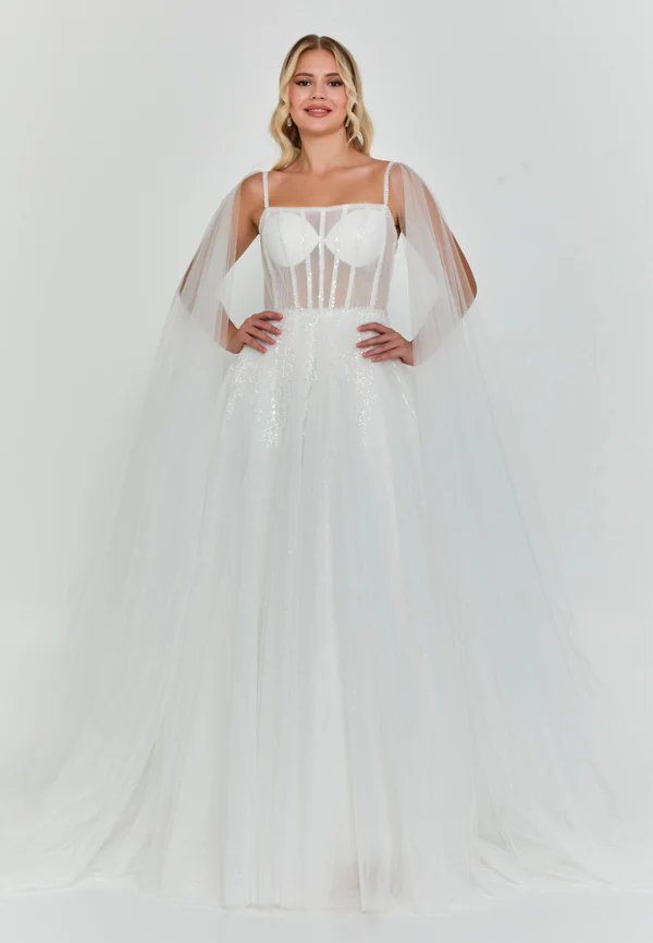 Sleeveless Maxi Tulle Regular Wedding Dress pts20094