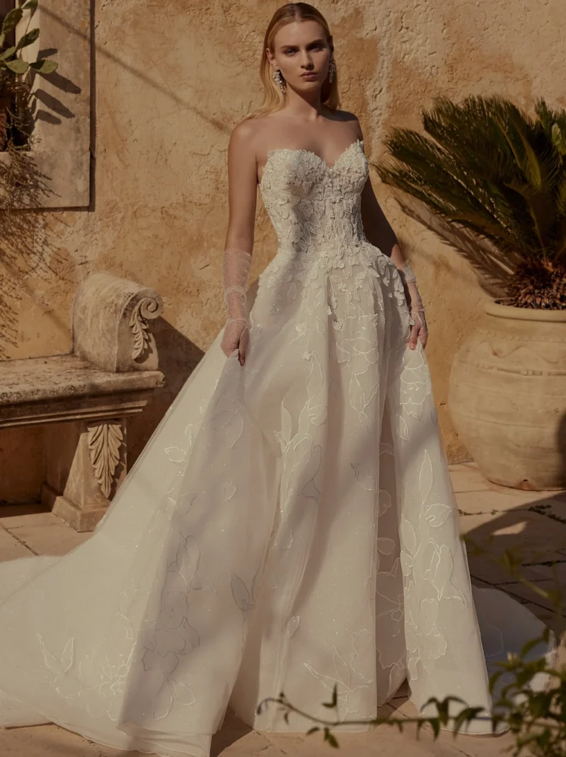 Sweetheart Neckline Ballgown with Bold Lace Detailing